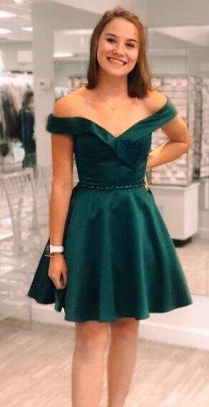 Princess Homecoming Dresses Carla Hunter Green Short Off The Shoulder Cheap 4296