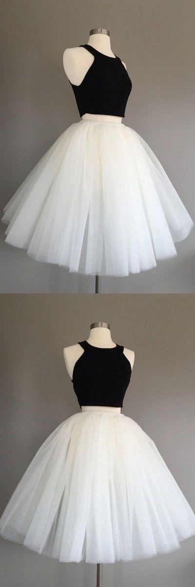 Two Pieces Homecoming Dresses Parker Black And White Cute Party Dresses 434