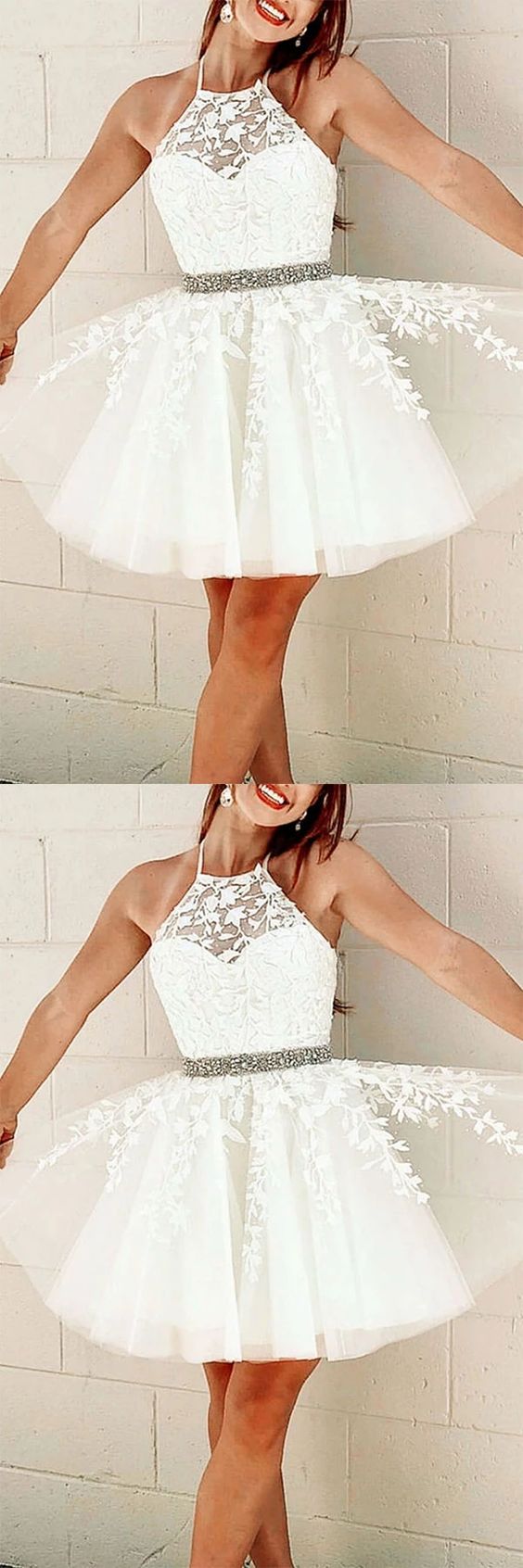 White Homecoming Dresses Lace Selah Tulle Short Dress White 4647