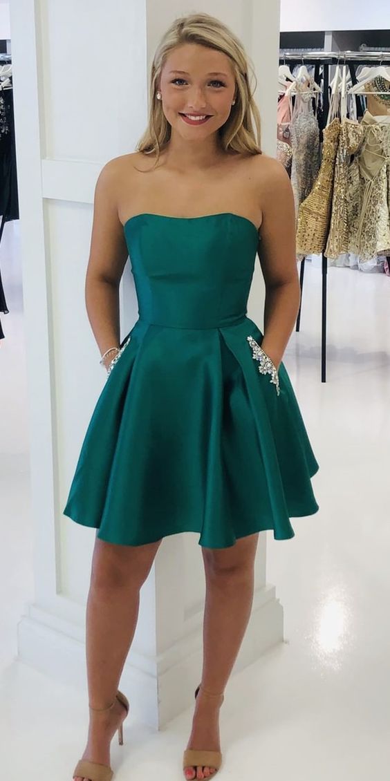 Homecoming Dresses Patricia Strapless Short Dark Green Short 4712