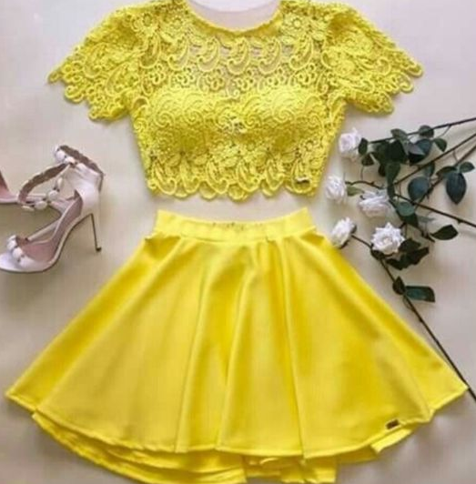 Homecoming Dresses Sienna Yellow Two Piece 4809