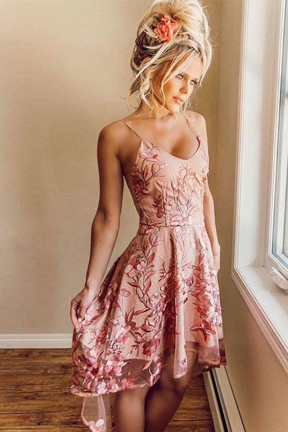 Short Blush High Low Hoco Homecoming Dresses Saige Dresses 4822