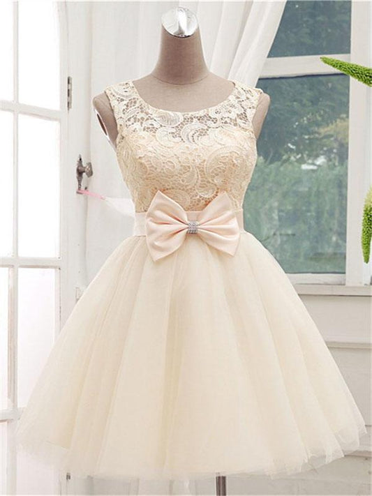 Beautiful Short Scoop Neckline Off White Lace Jemima Homecoming Dresses With Sleeveless 600