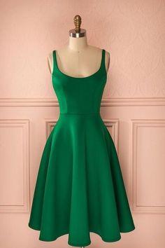 A-Line Green Shannon Satin Homecoming Dresses 6608