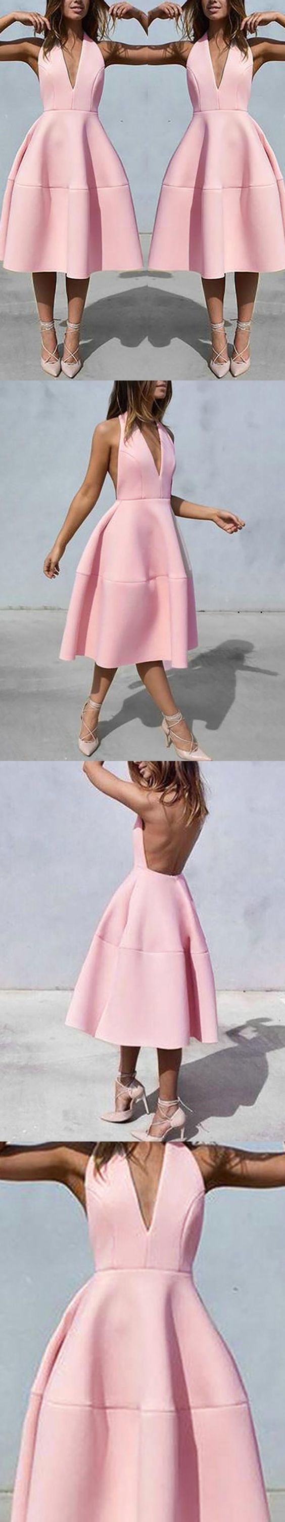 Open Back Pink Maliyah Homecoming Dresses Simple Fashion Short Party Dress 786