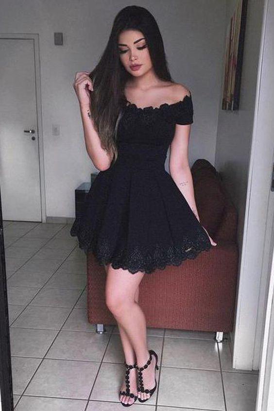 Asia Lace Homecoming Dresses Black A-Line Short Dress For Teens 79