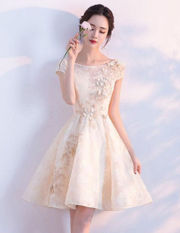 Champagne Short Gertie Lace Homecoming Dresses Champagne 806