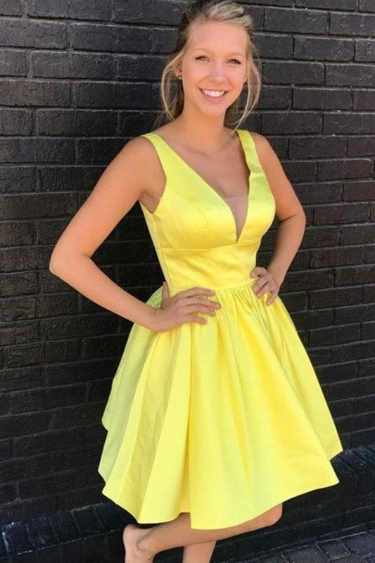 Homecoming Dresses Satin Ayanna Yellow 8347