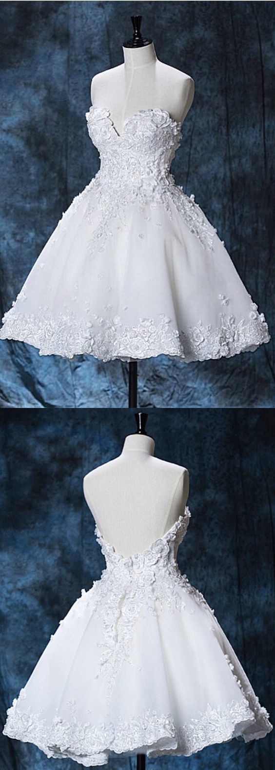 Chic Sweetheart White Gillian Homecoming Dresses Lace Short 879