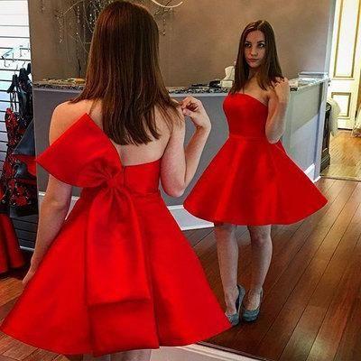 Anika Homecoming Dresses Red Short Strapless 9394