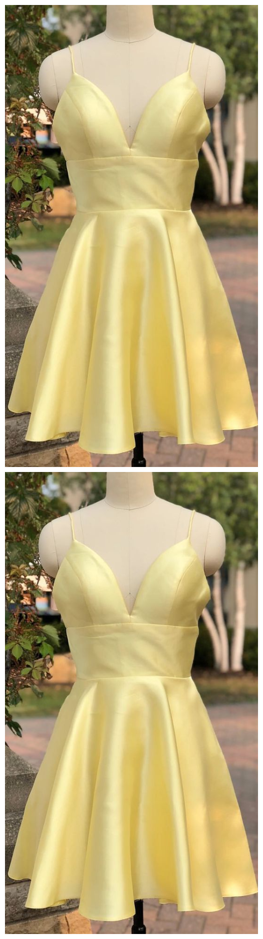 Light Yellow Cute Short Party Dress Abagail Homecoming Dresses 964