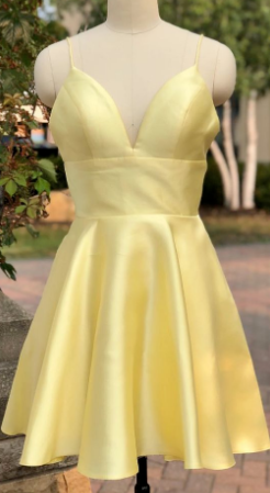 Light Yellow Cute Short Party Dress Abagail Homecoming Dresses 964